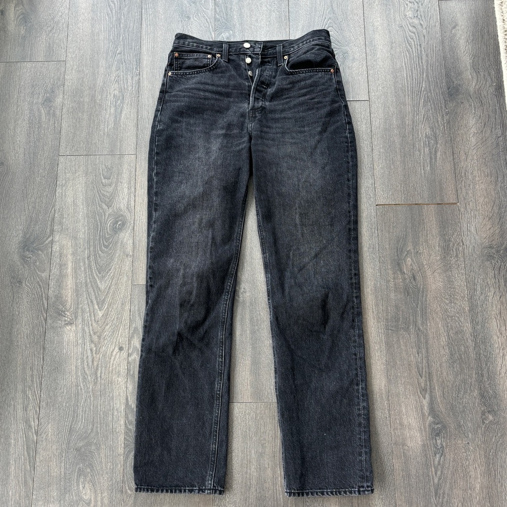 Aritzia Denim Forum Joni High Rise Loose Black Jeans 32L
